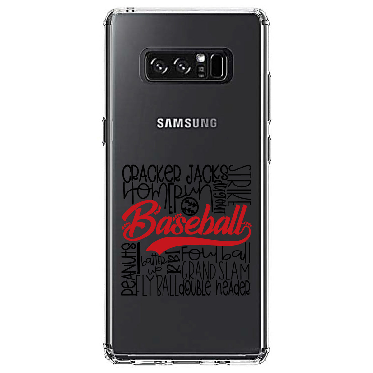 Baseball Word Art, Black & Red Clear Shockproof iPhone Case, view 12