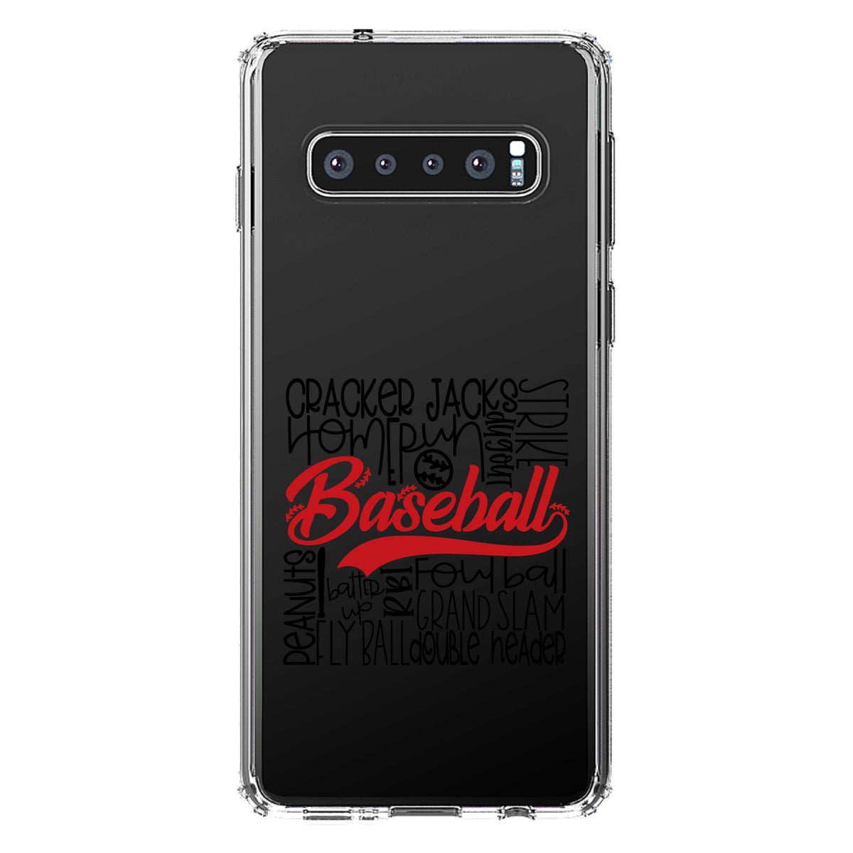 Baseball Word Art, Black & Red Clear Shockproof iPhone Case, view 17