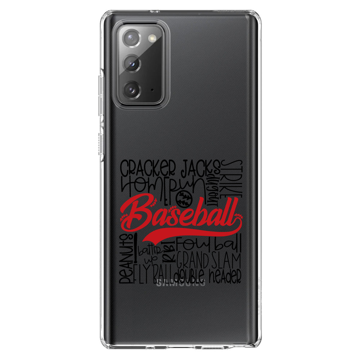 Baseball Word Art, Black & Red Clear Shockproof iPhone Case, view 8