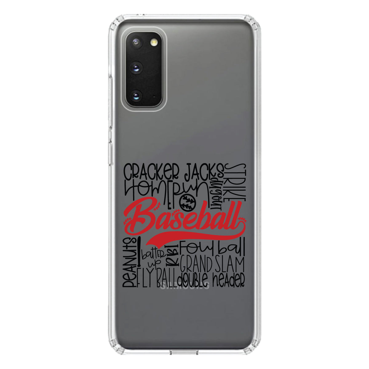 Baseball Word Art, Black & Red Clear Shockproof iPhone Case, view 15