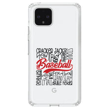 DistinctInk® Clear Shockproof Hybrid Case for Apple iPhone / Samsung Galaxy / Google Pixel - Baseball Word Art - Black & Red