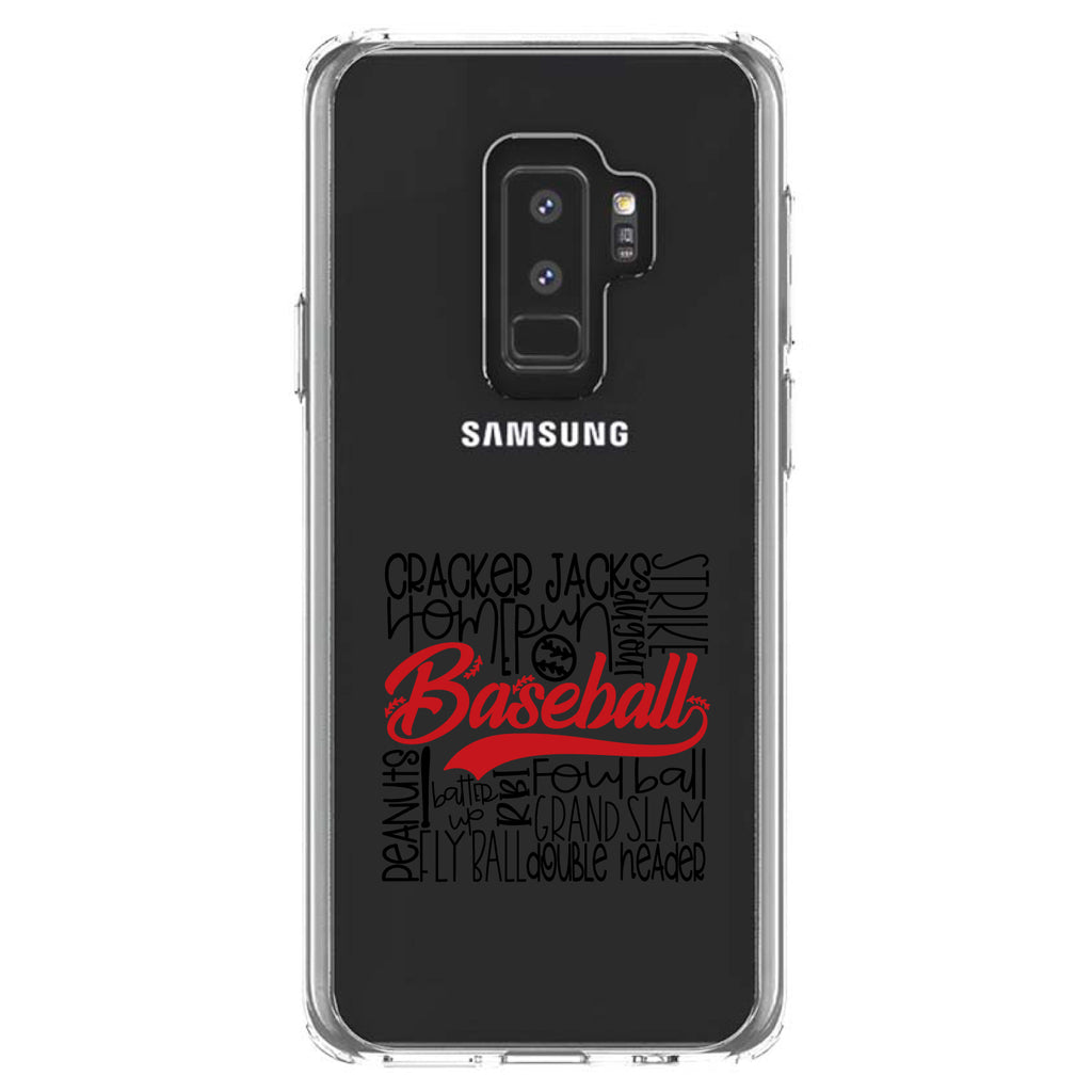 Baseball Word Art, Black & Red Clear Shockproof iPhone Case, view 20