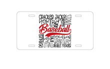 DistinctInk Custom Aluminum Decorative Vanity Front License Plate - Baseball Word Art - Black & Red