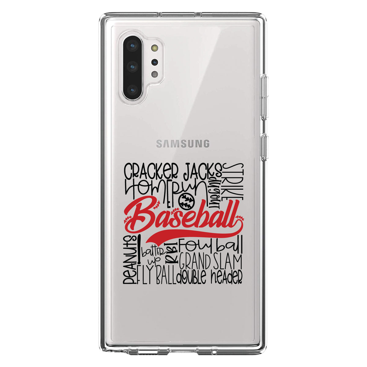 Baseball Word Art, Black & Red Clear Shockproof iPhone Case, view 10