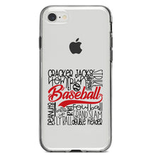 DistinctInk® Clear Shockproof Hybrid Case for Apple iPhone / Samsung Galaxy / Google Pixel - Baseball Word Art - Black & Red