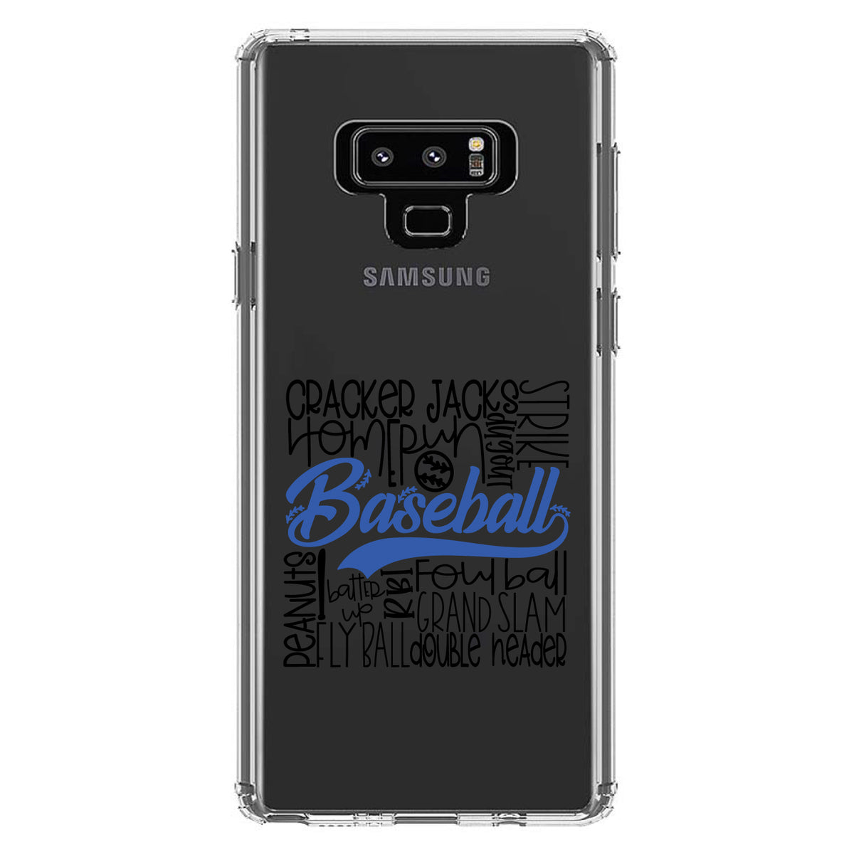 Baseball Word Art, Black & Blue Clear Shockproof iPhone Case, view 11
