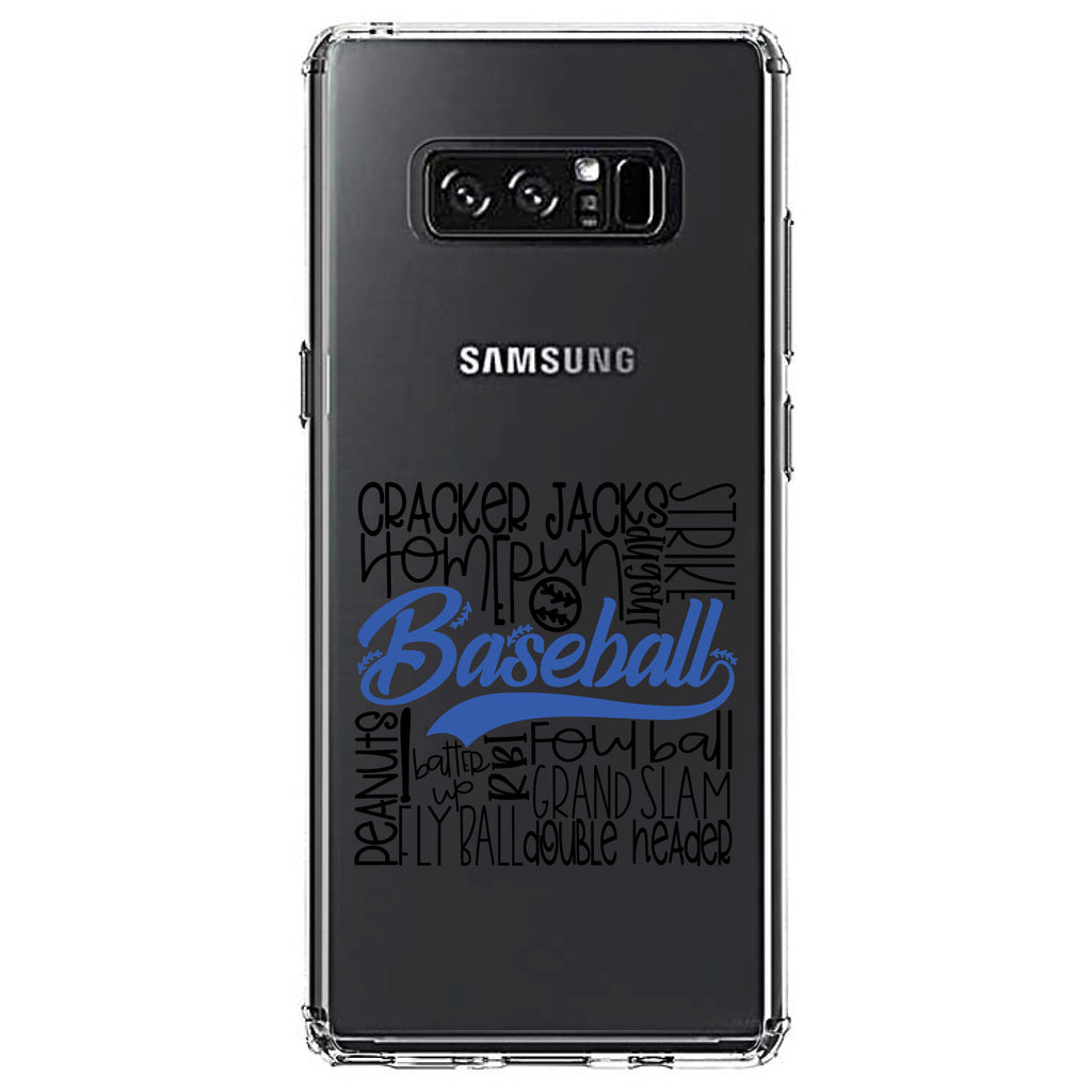 Baseball Word Art, Black & Blue Clear Shockproof iPhone Case, view 12