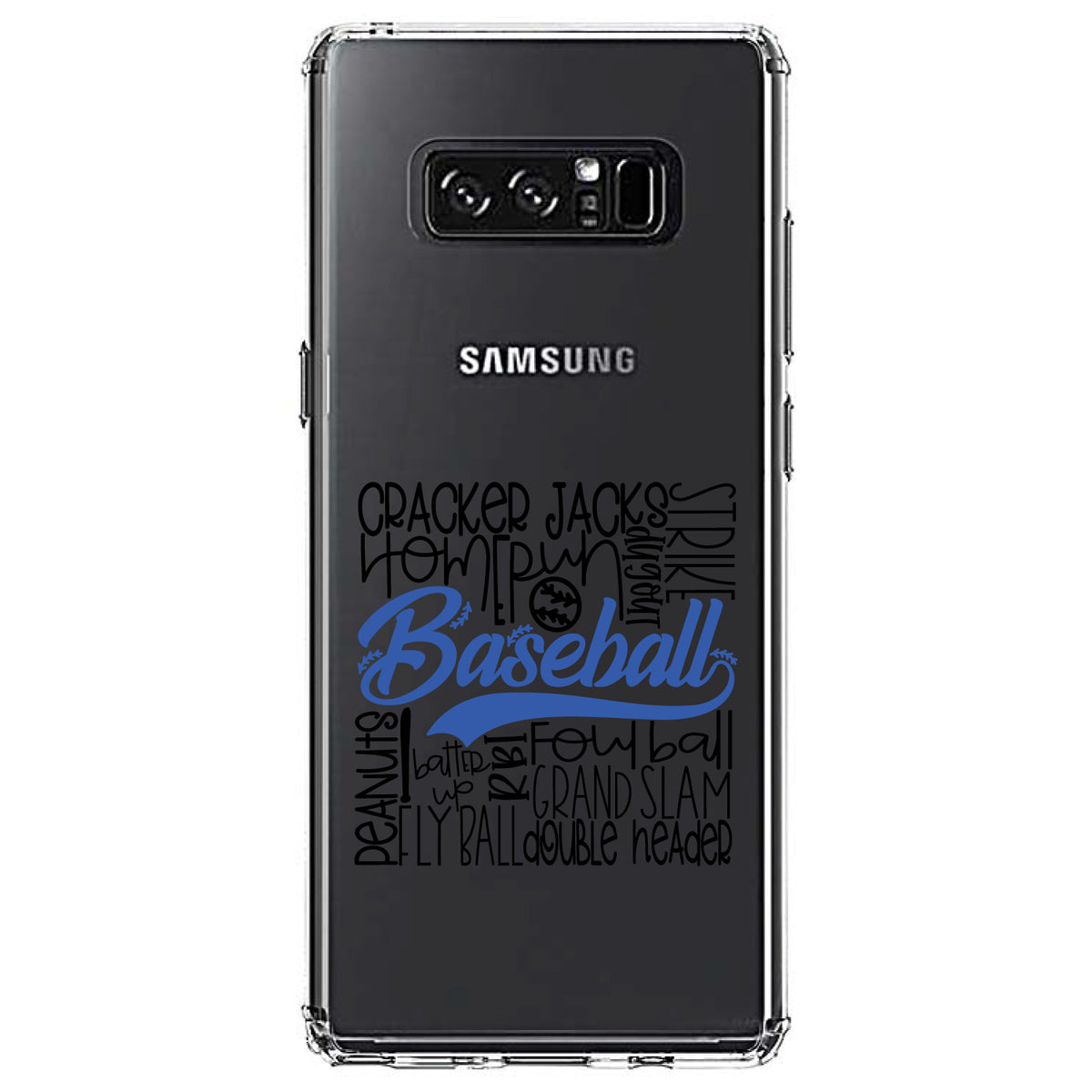 Baseball Word Art, Black & Blue Clear Shockproof iPhone Case, view 12