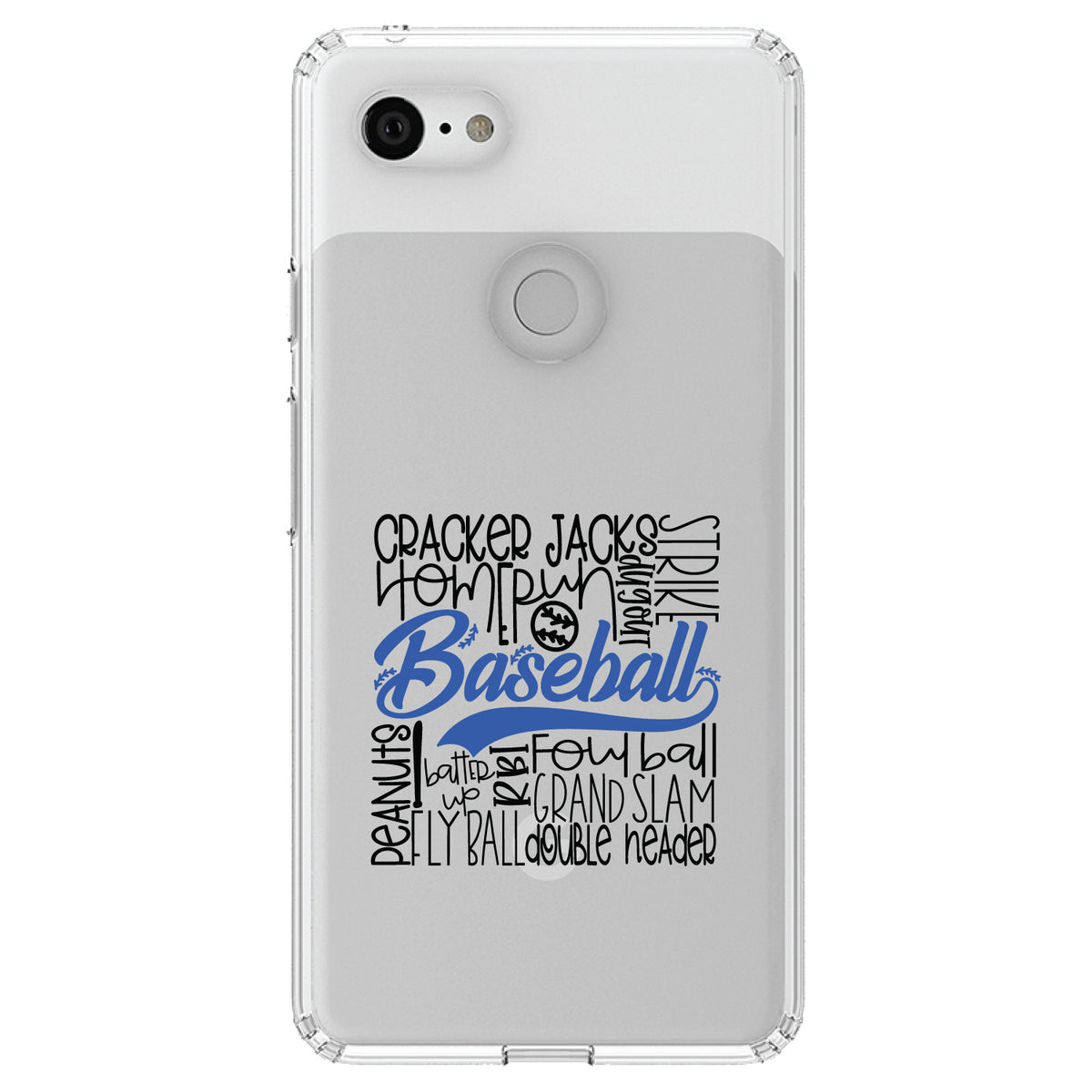 Baseball Word Art, Black & Blue Clear Shockproof iPhone Case, view 22