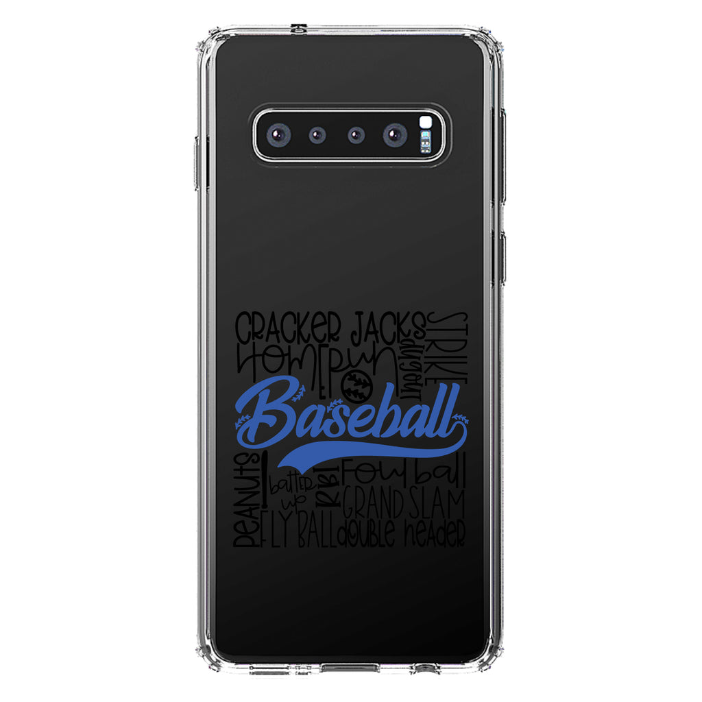 Baseball Word Art, Black & Blue Clear Shockproof iPhone Case, view 16
