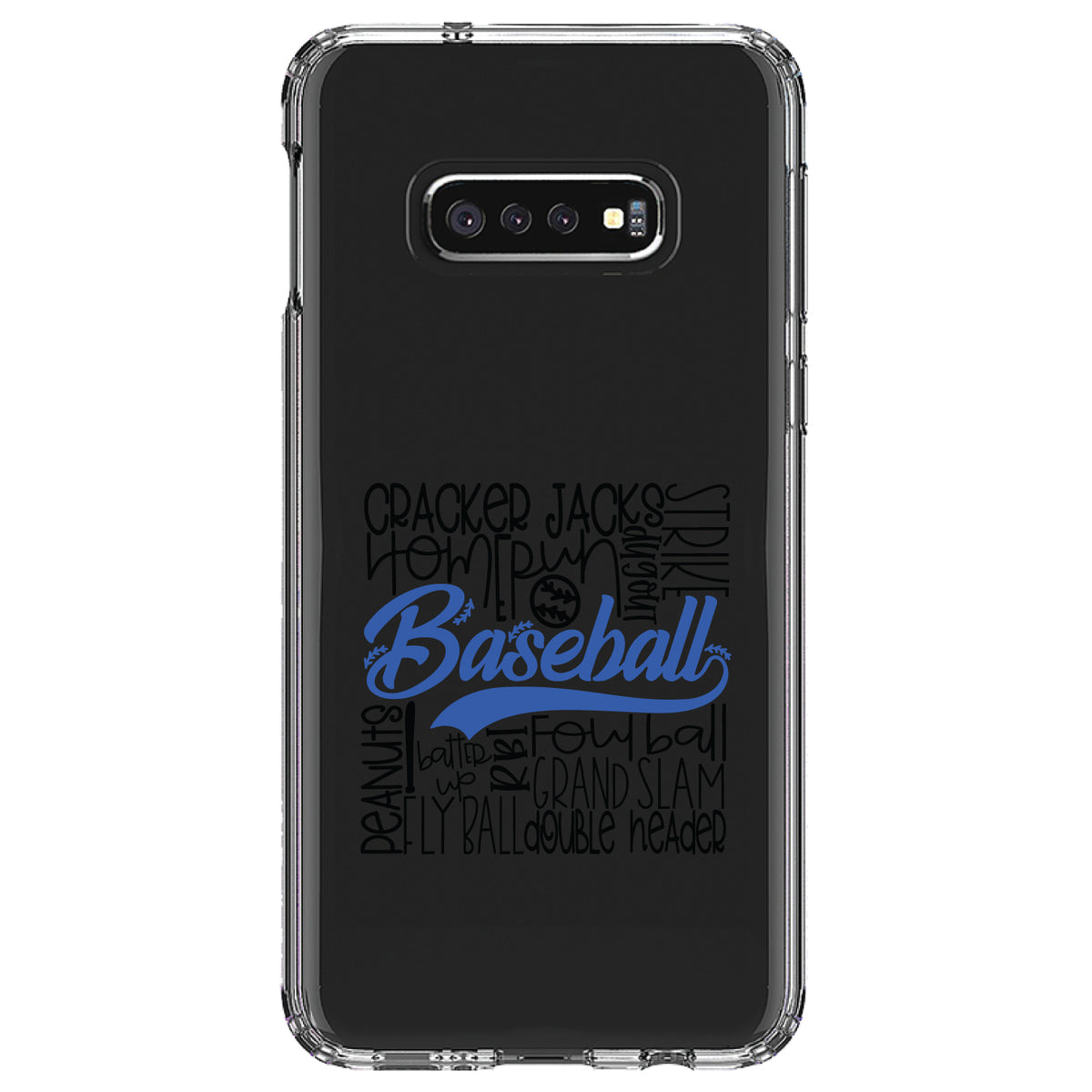 Baseball Word Art, Black & Blue Clear Shockproof iPhone Case, view 18
