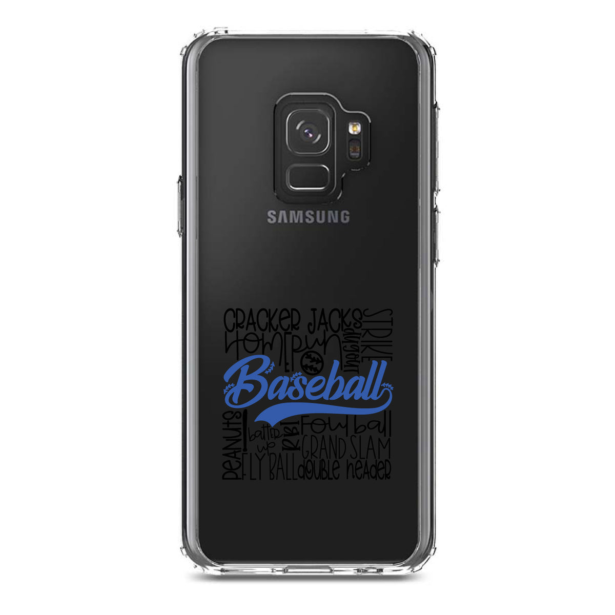 Baseball Word Art, Black & Blue Clear Shockproof iPhone Case, view 19