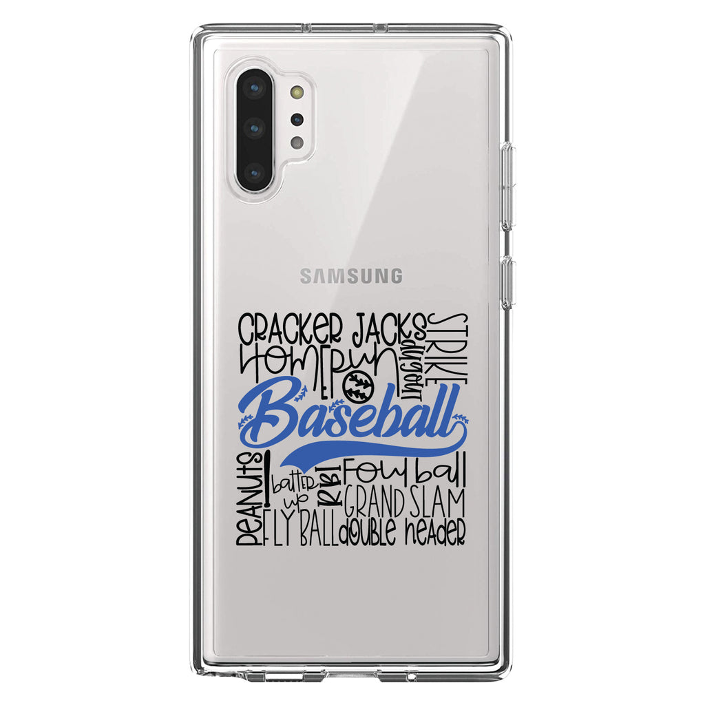 Baseball Word Art, Black & Blue Clear Shockproof iPhone Case, view 10
