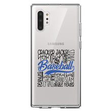 DistinctInk® Clear Shockproof Hybrid Case for Apple iPhone / Samsung Galaxy / Google Pixel - Baseball Word Art - Black & Blue