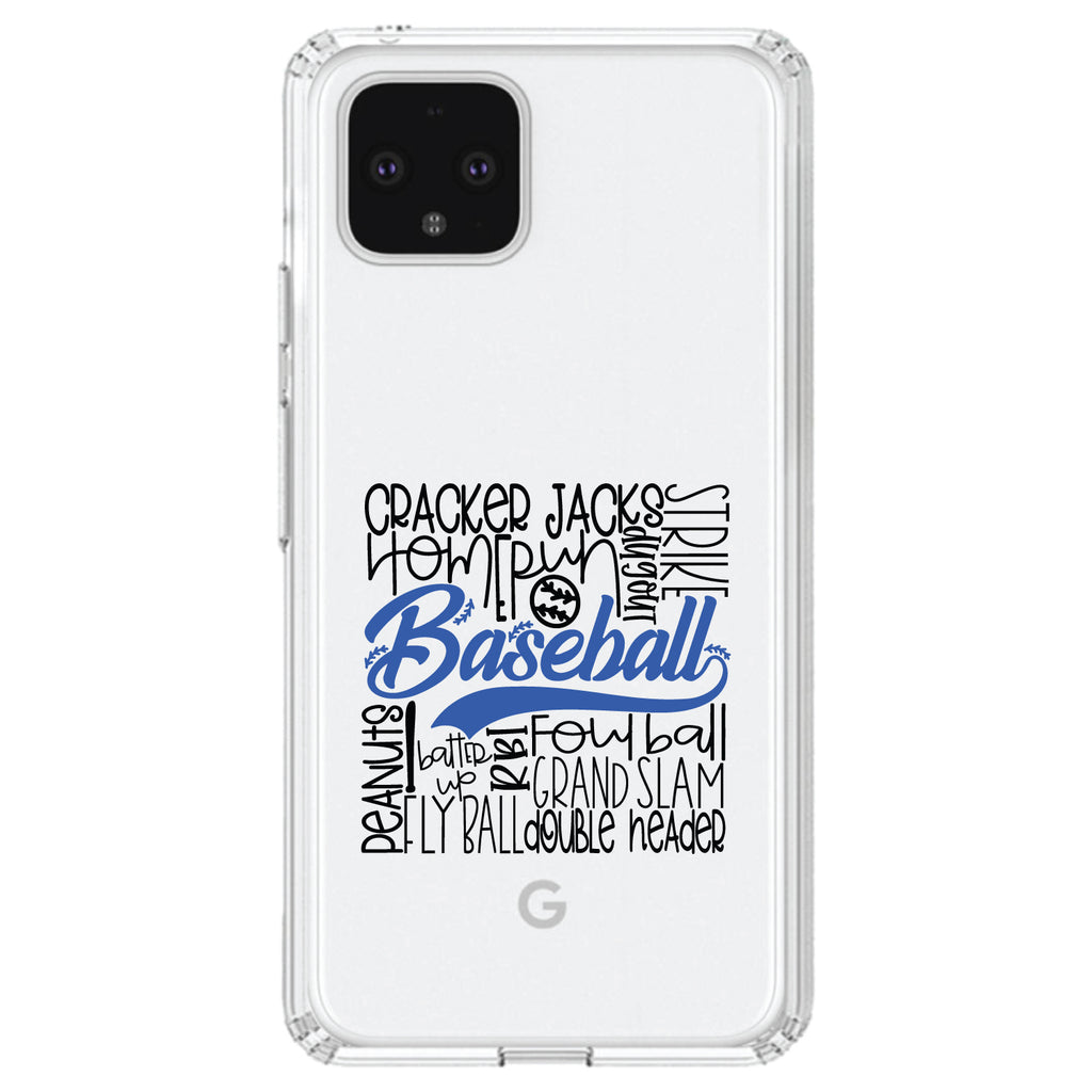 Baseball Word Art, Black & Blue Clear Shockproof iPhone Case, view 23
