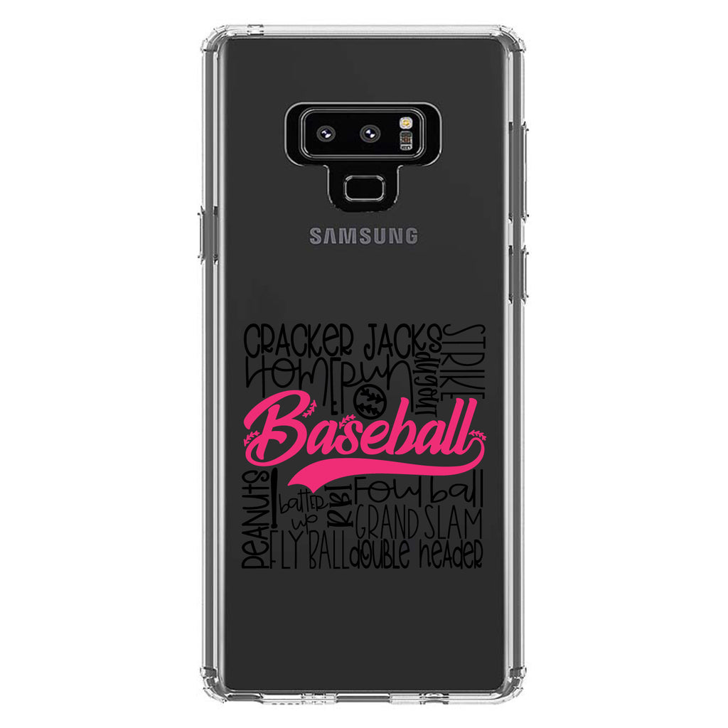 Baseball Word Art, Black & Pink Clear Shockproof iPhone Case, view 11