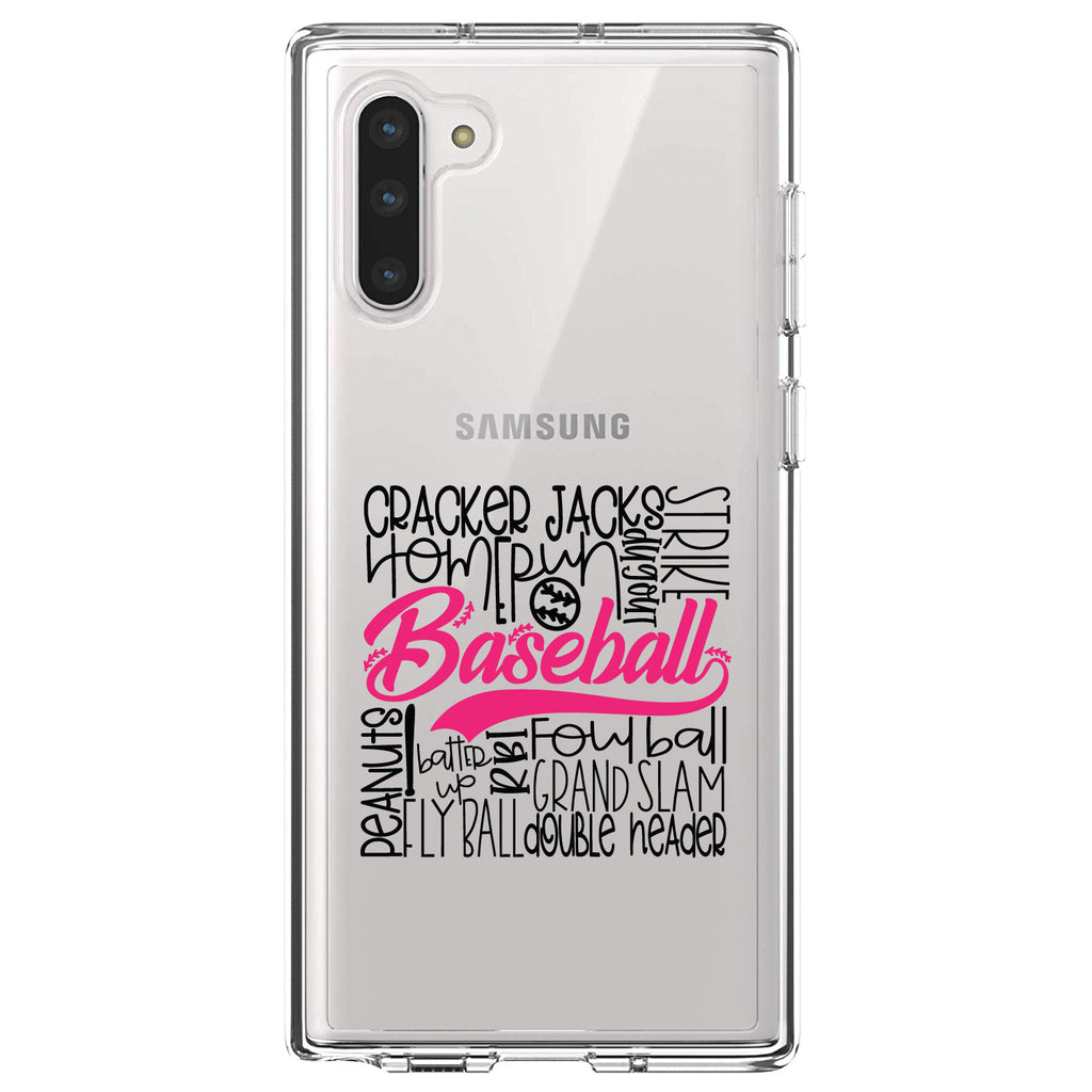Baseball Word Art, Black & Pink Clear Shockproof iPhone Case, view 9