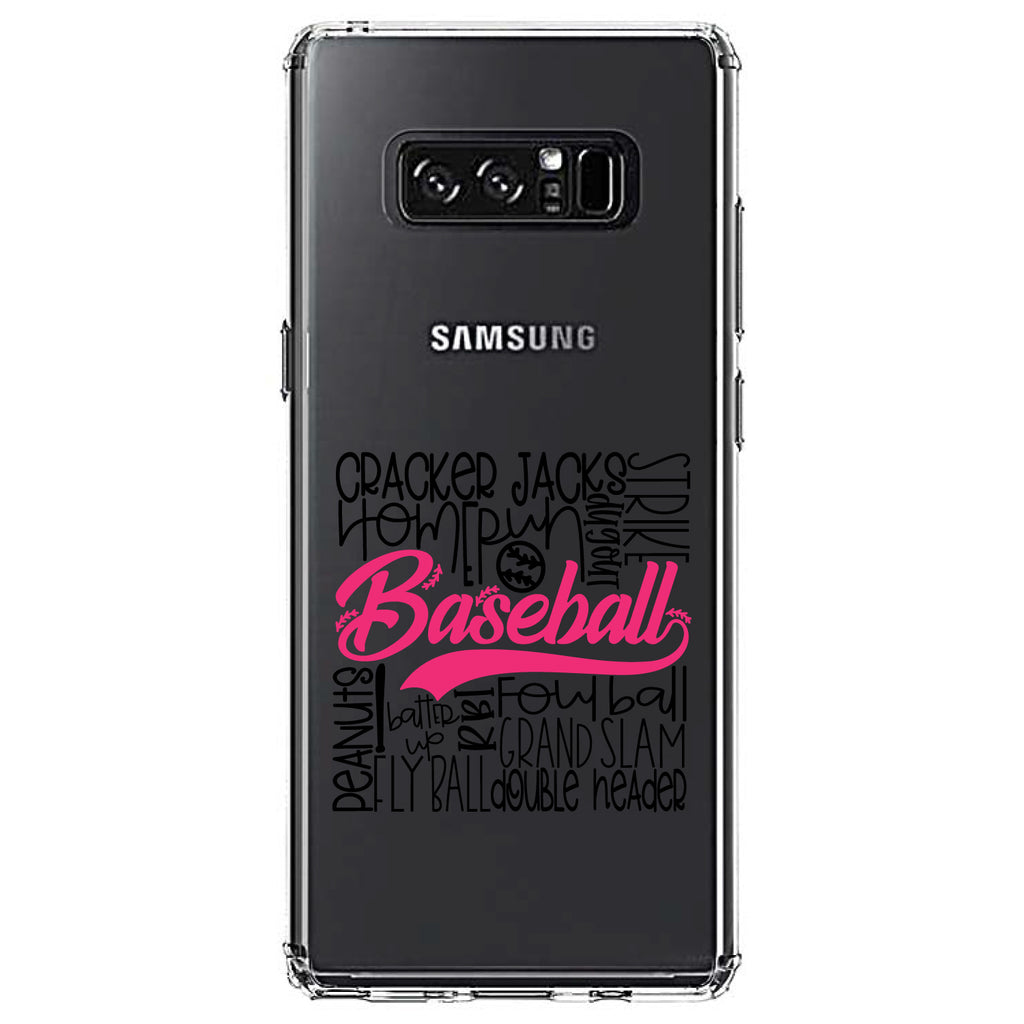 Baseball Word Art, Black & Pink Clear Shockproof iPhone Case, view 12
