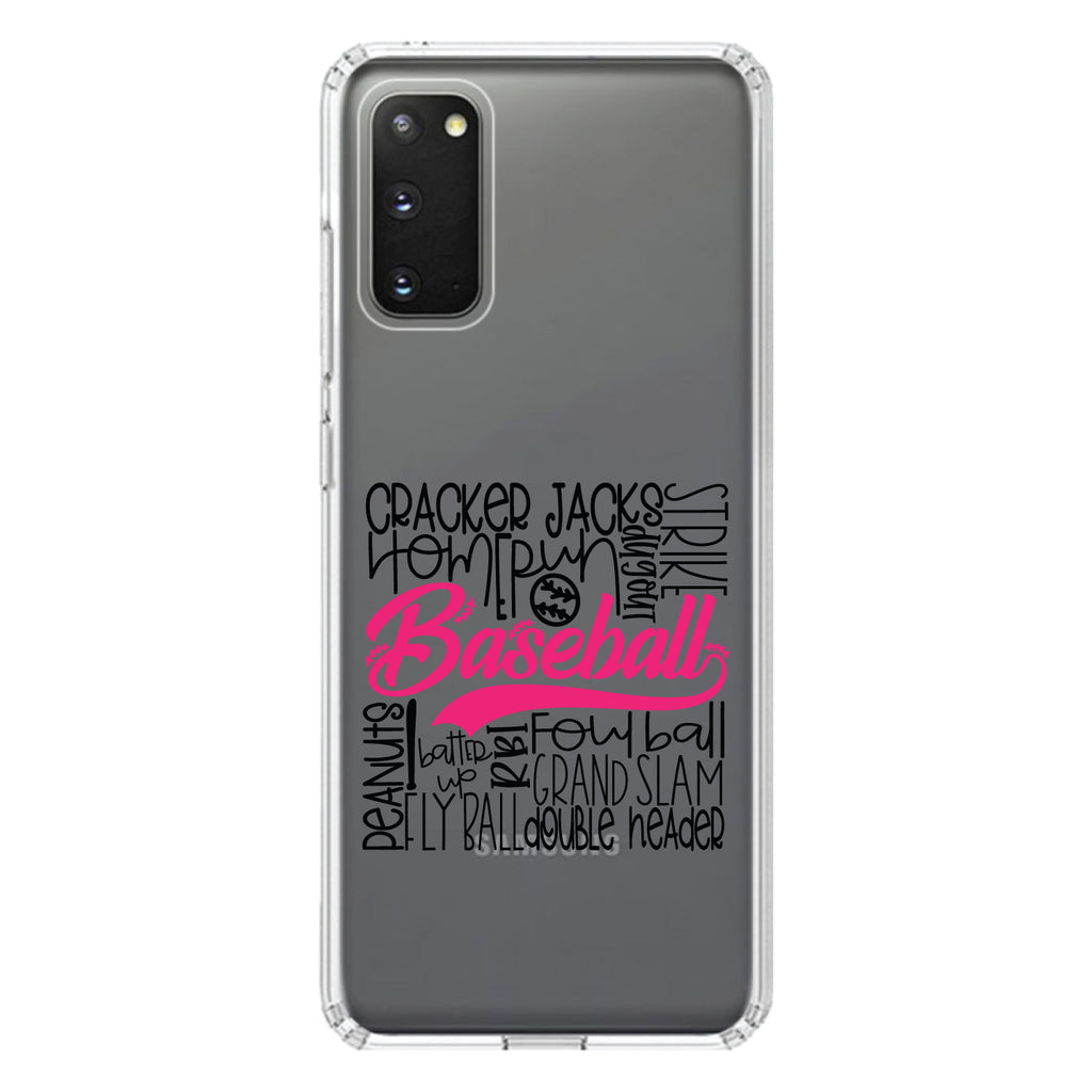 Baseball Word Art, Black & Pink Clear Shockproof iPhone Case, view 15