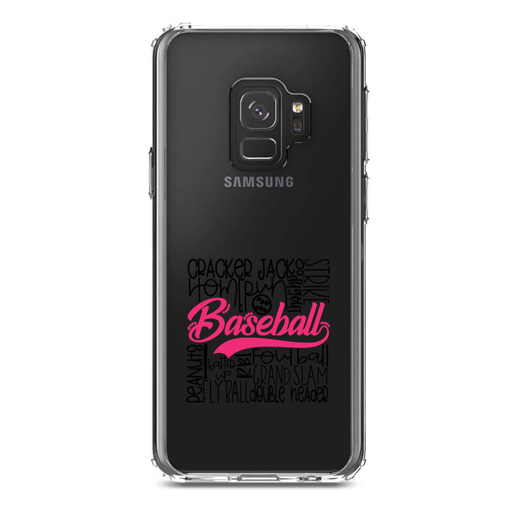 Baseball Word Art, Black & Pink Clear Shockproof iPhone Case, view 19