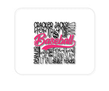 DistinctInk Custom Foam Rubber Mouse Pad - 1/4" Thick - Baseball Word Art - Black & Pink