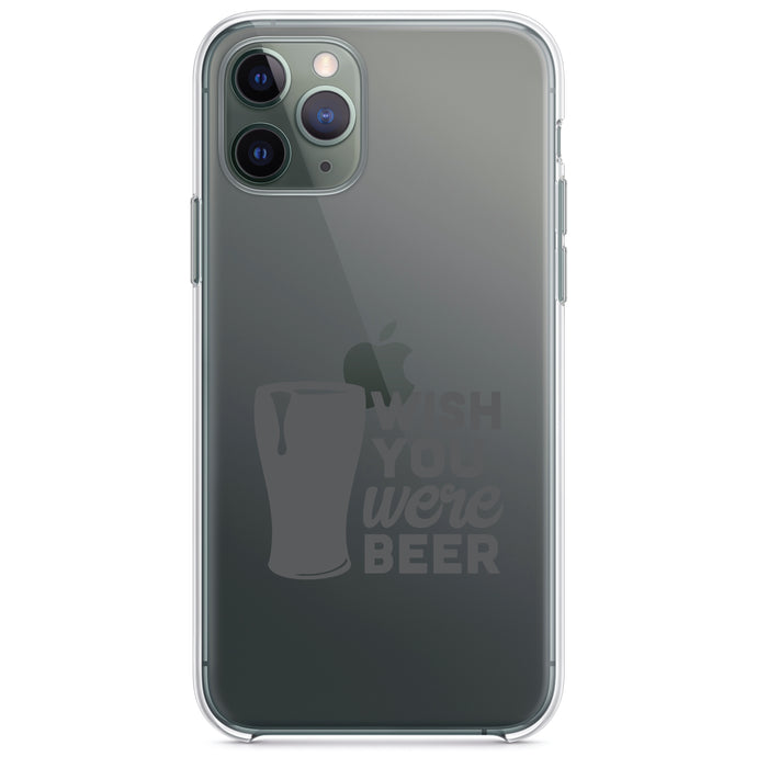 DistinctInk® Clear Shockproof Hybrid Case for Apple iPhone / Samsung Galaxy / Google Pixel - Wish You Were BEER