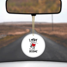 DistinctInk® Hanging Ceramic Christmas Tree Ornament with Gold String - Great Gift / Present - 2 3/4 inch Diameter - I Make POUR Decisions - Wine