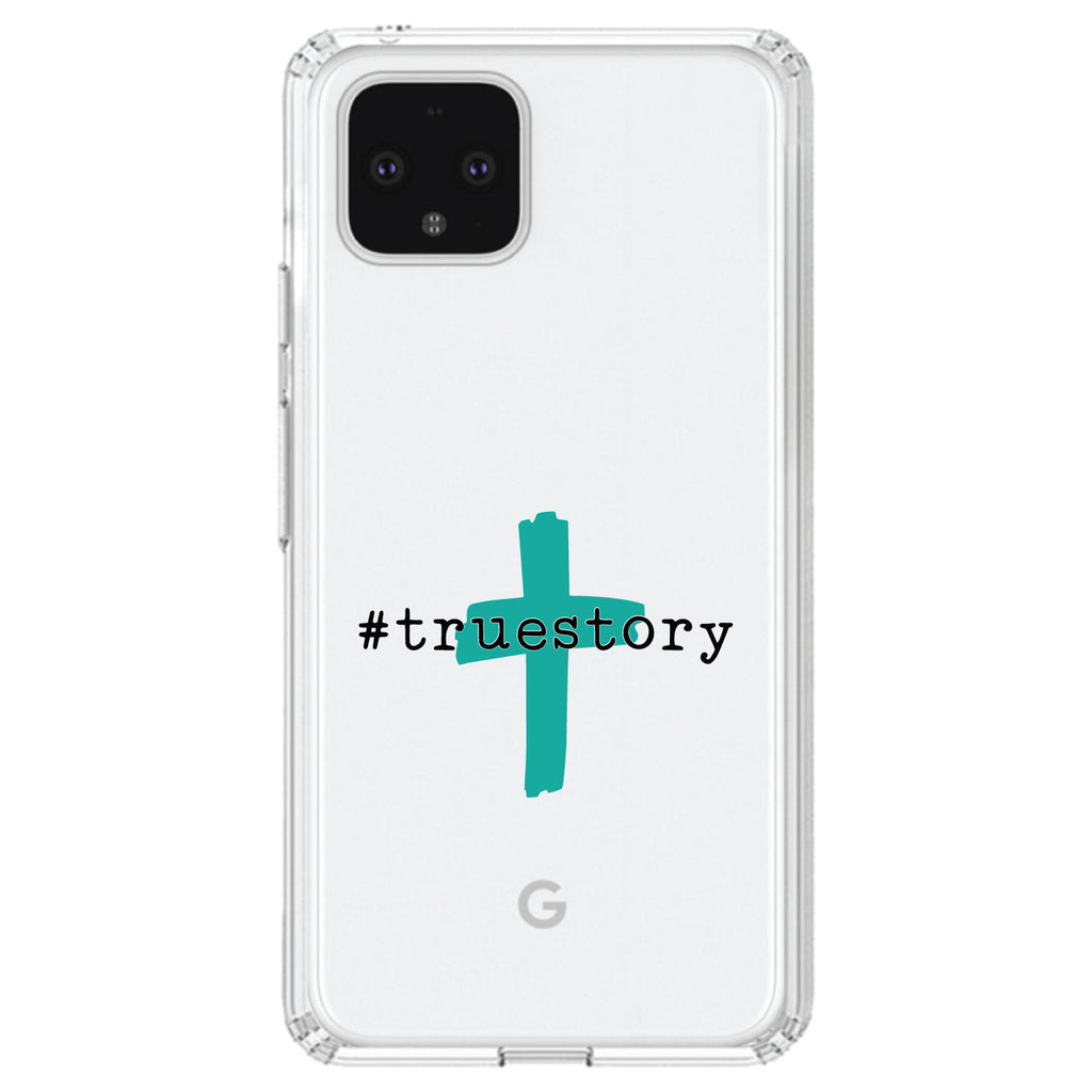 #truestory, Cross, Christian, Teal Clear Shockproof iPhone Case, view 24