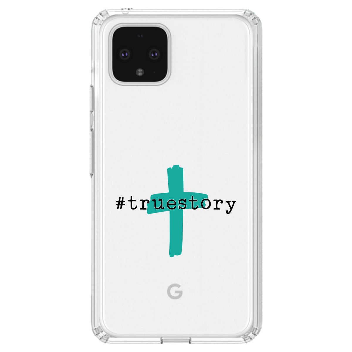 #truestory, Cross, Christian, Teal Clear Shockproof iPhone Case, view 24