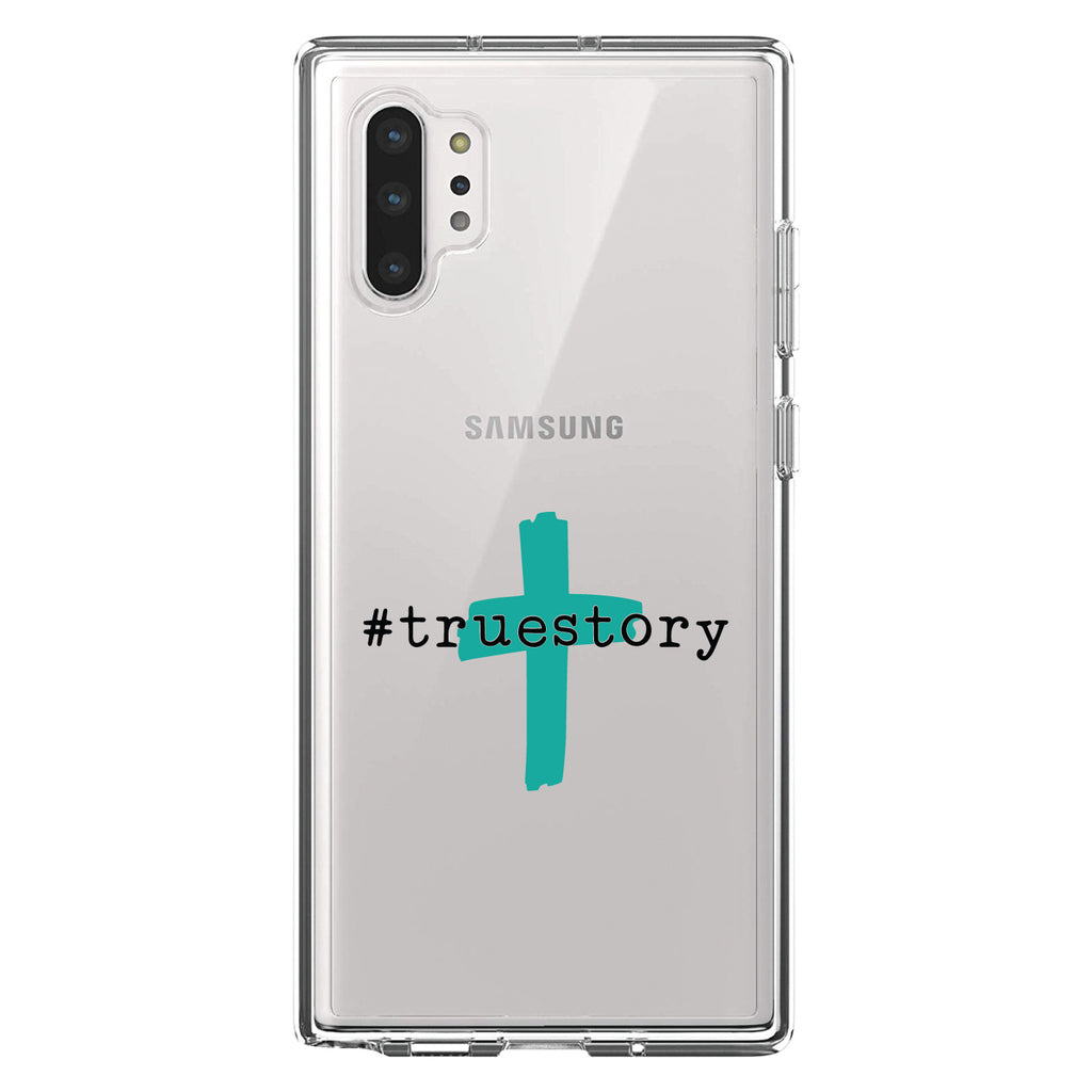 #truestory, Cross, Christian, Teal Clear Shockproof iPhone Case, view 10