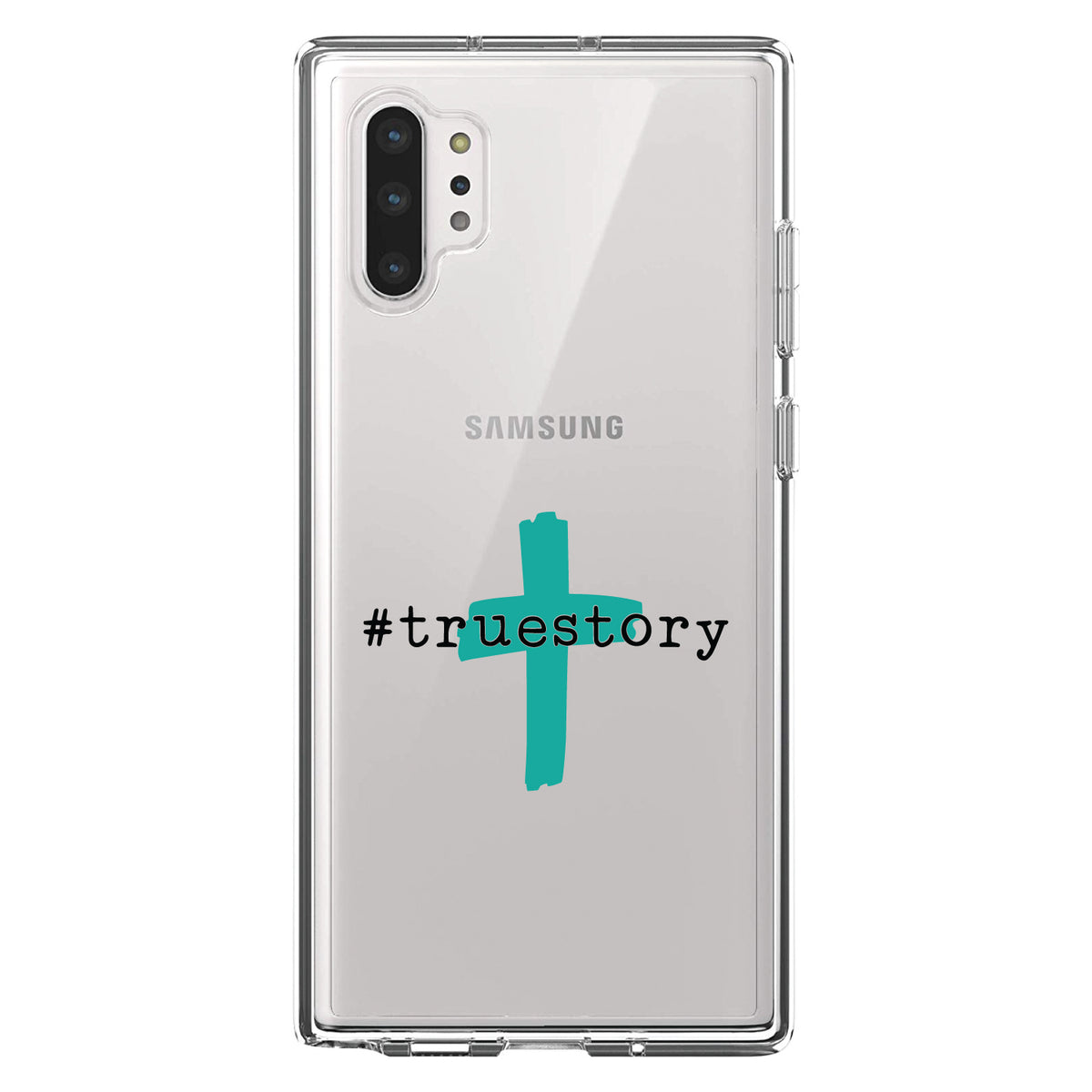 #truestory, Cross, Christian, Teal Clear Shockproof iPhone Case, view 10