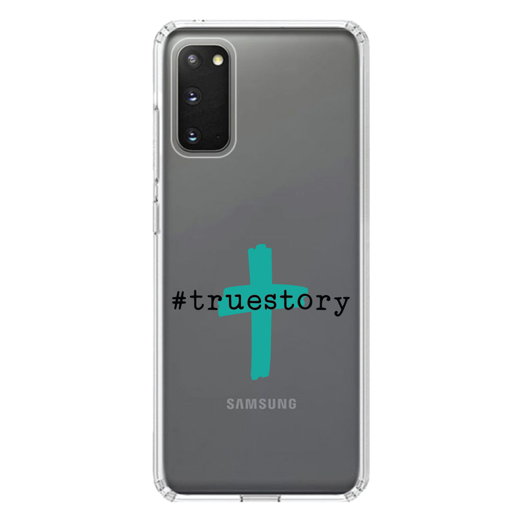 #truestory, Cross, Christian, Teal Clear Shockproof iPhone Case, view 13