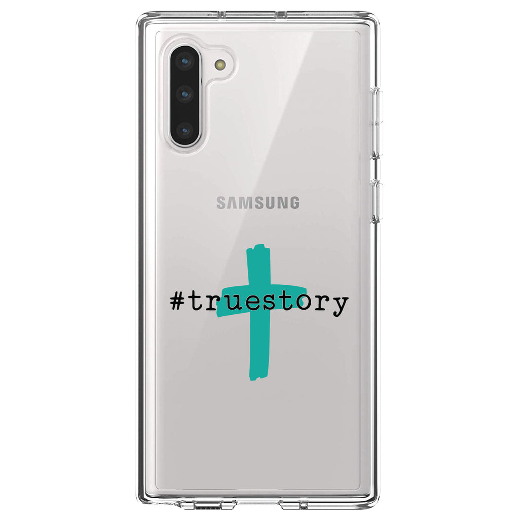 #truestory, Cross, Christian, Teal Clear Shockproof iPhone Case, view 9