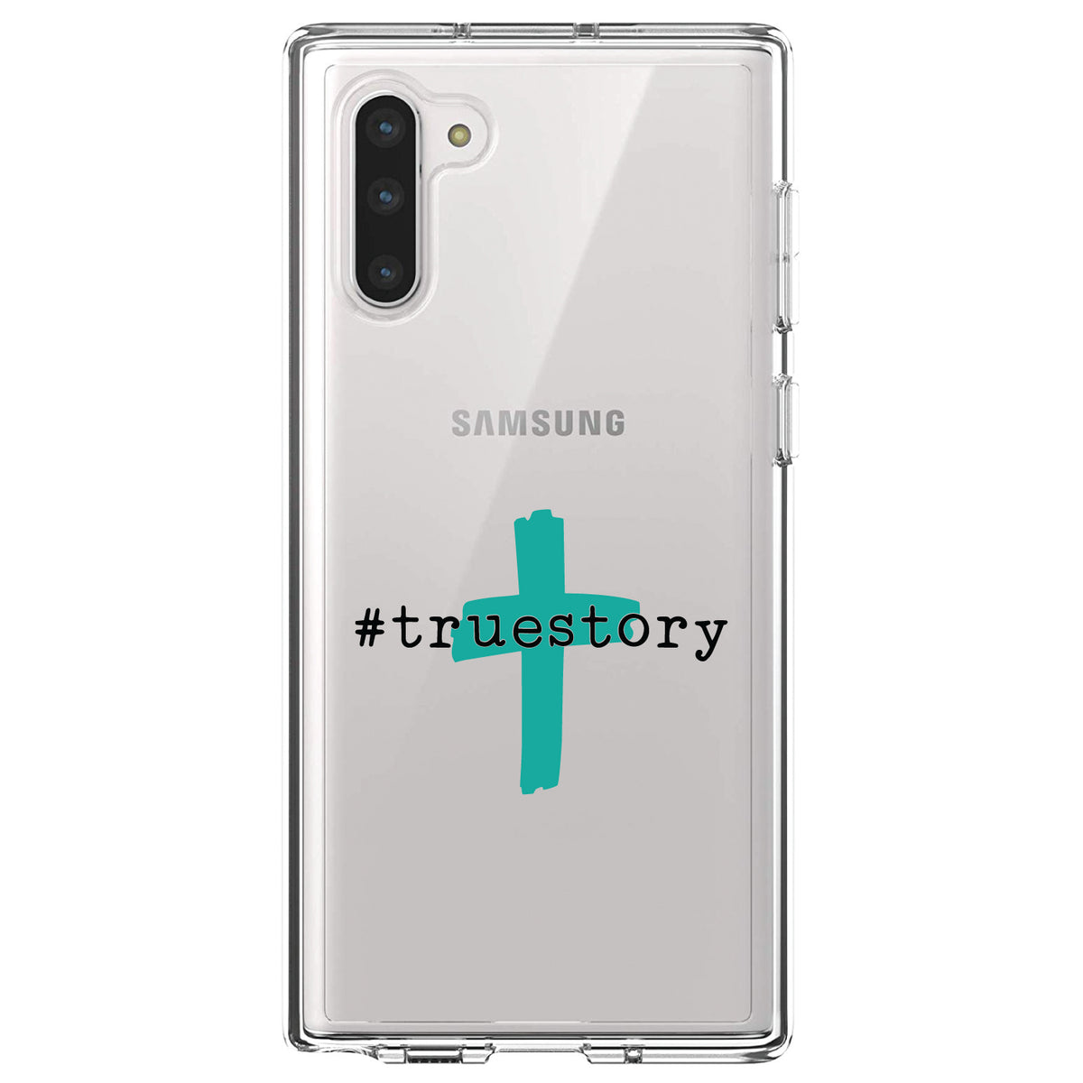 #truestory, Cross, Christian, Teal Clear Shockproof iPhone Case, view 9