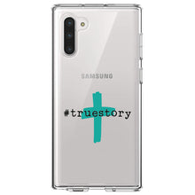 DistinctInk® Clear Shockproof Hybrid Case for Apple iPhone / Samsung Galaxy / Google Pixel - #truestory - Cross - Christian - Teal