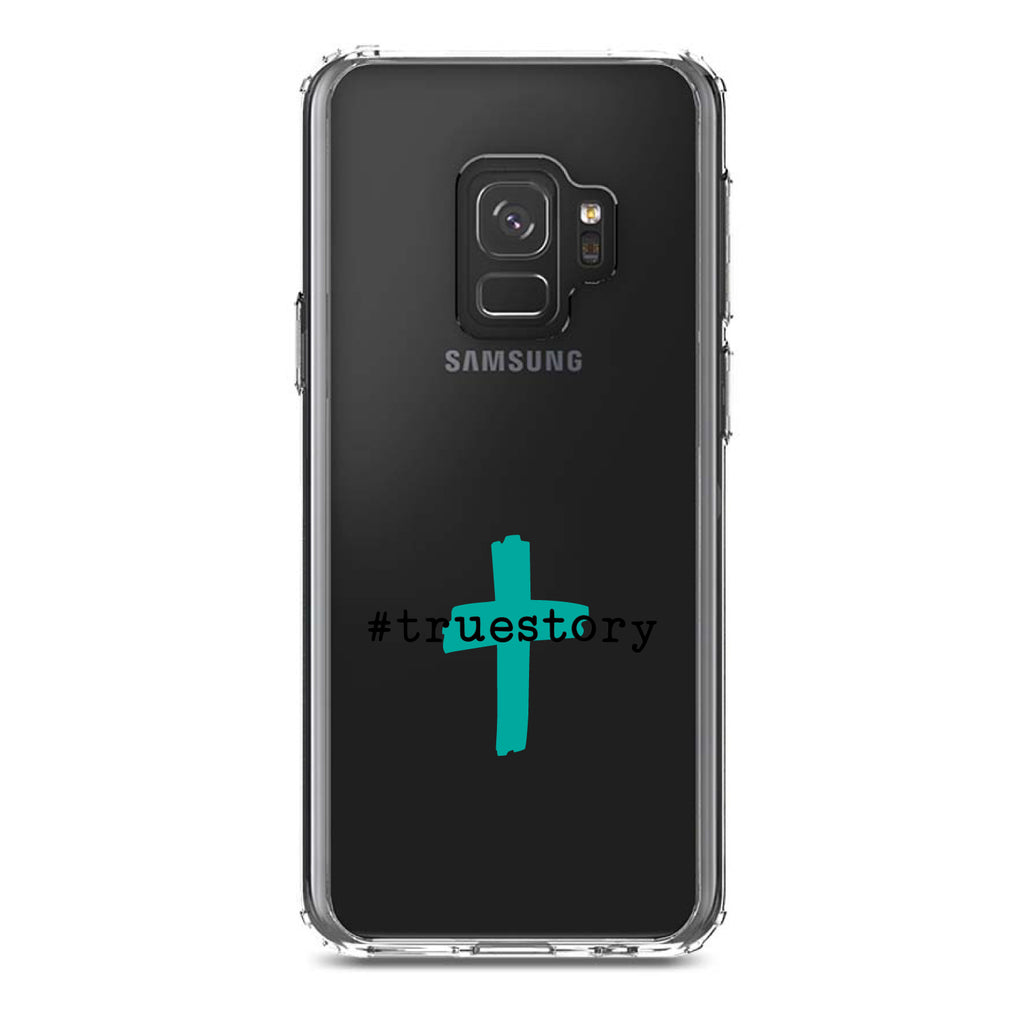 #truestory, Cross, Christian, Teal Clear Shockproof iPhone Case, view 19