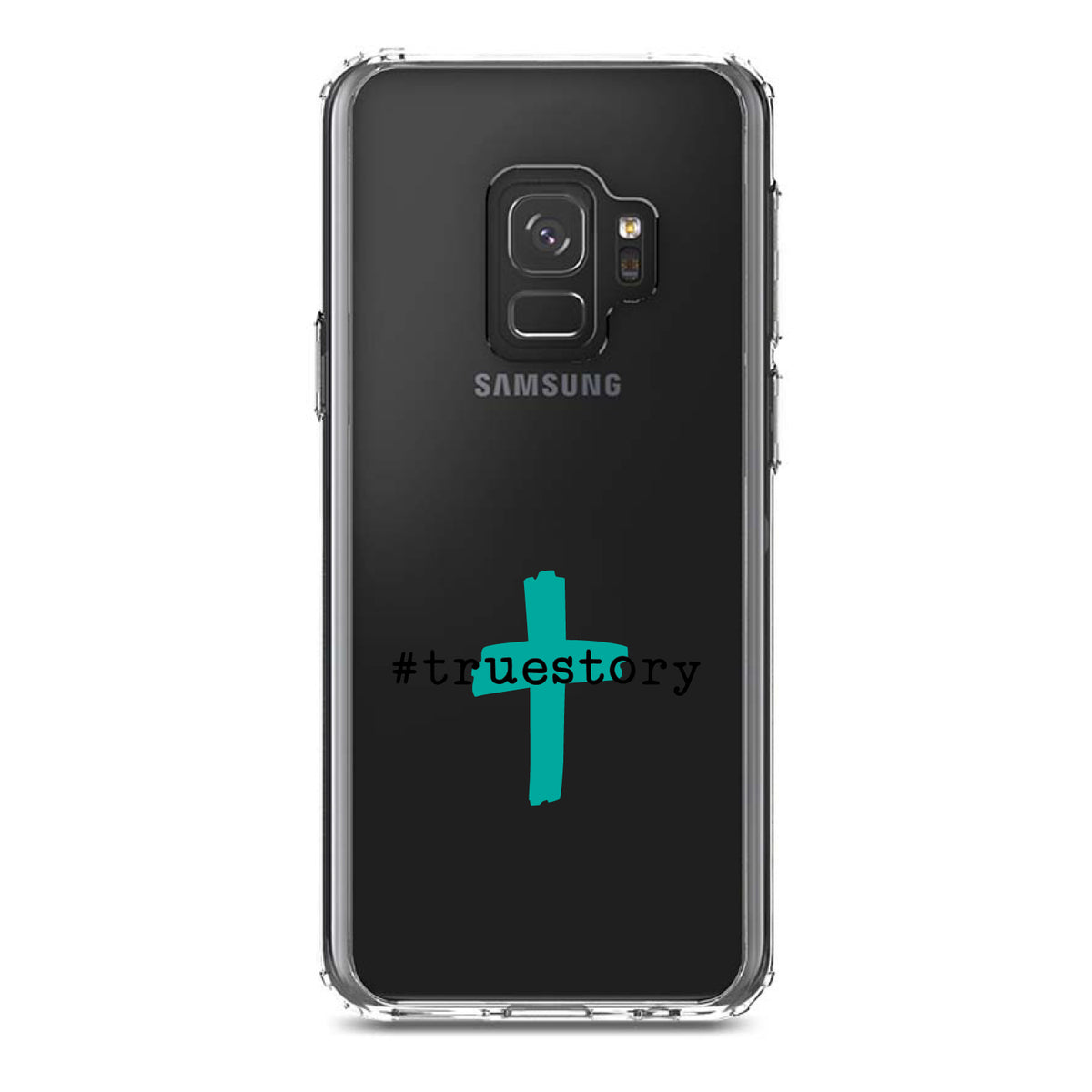 #truestory, Cross, Christian, Teal Clear Shockproof iPhone Case, view 19