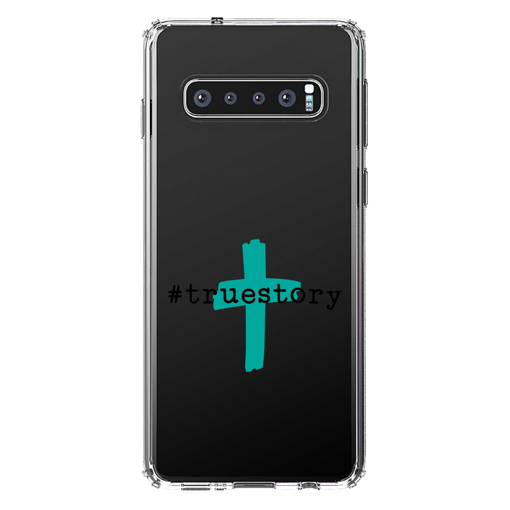 #truestory, Cross, Christian, Teal Clear Shockproof iPhone Case, view 16
