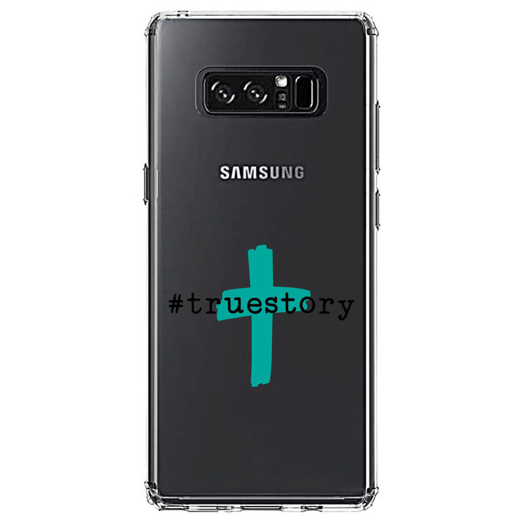 #truestory, Cross, Christian, Teal Clear Shockproof iPhone Case, view 12