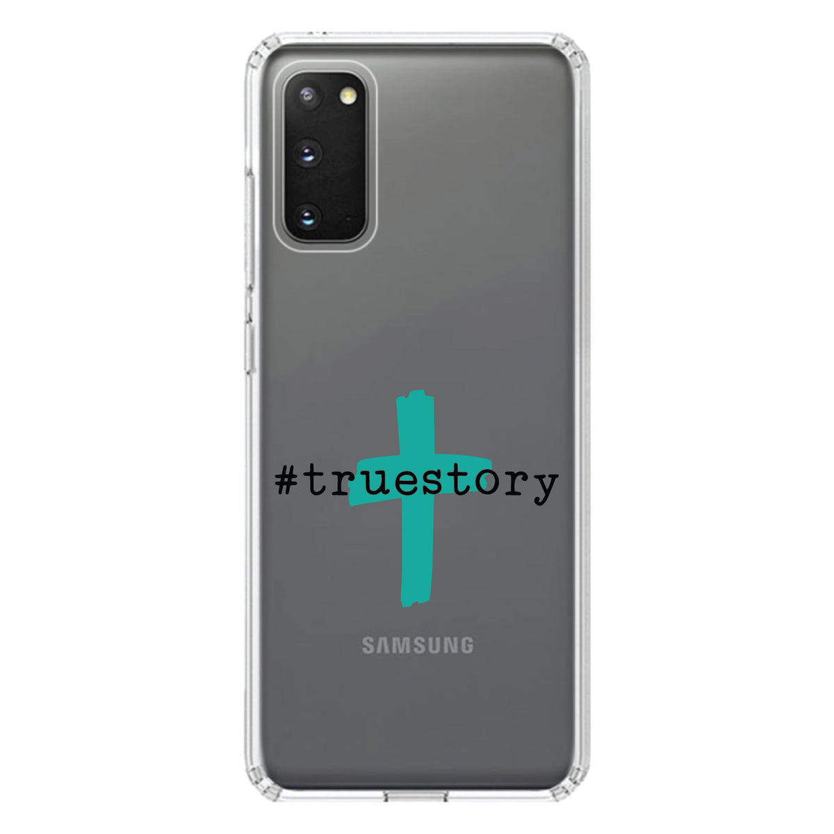 #truestory, Cross, Christian, Teal Clear Shockproof iPhone Case, view 15