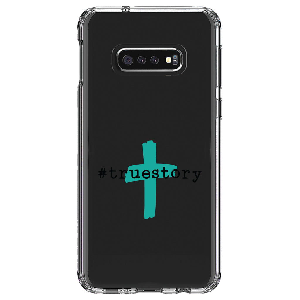 #truestory, Cross, Christian, Teal Clear Shockproof iPhone Case, view 18