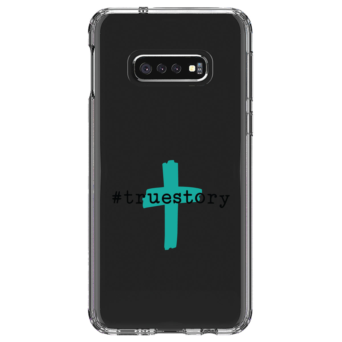#truestory, Cross, Christian, Teal Clear Shockproof iPhone Case, view 18
