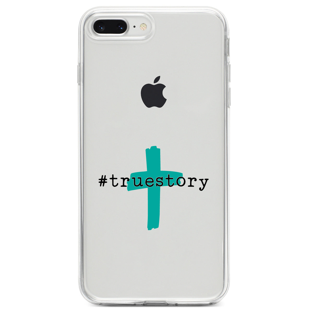 #truestory, Cross, Christian, Teal Clear Shockproof iPhone Case, view 6