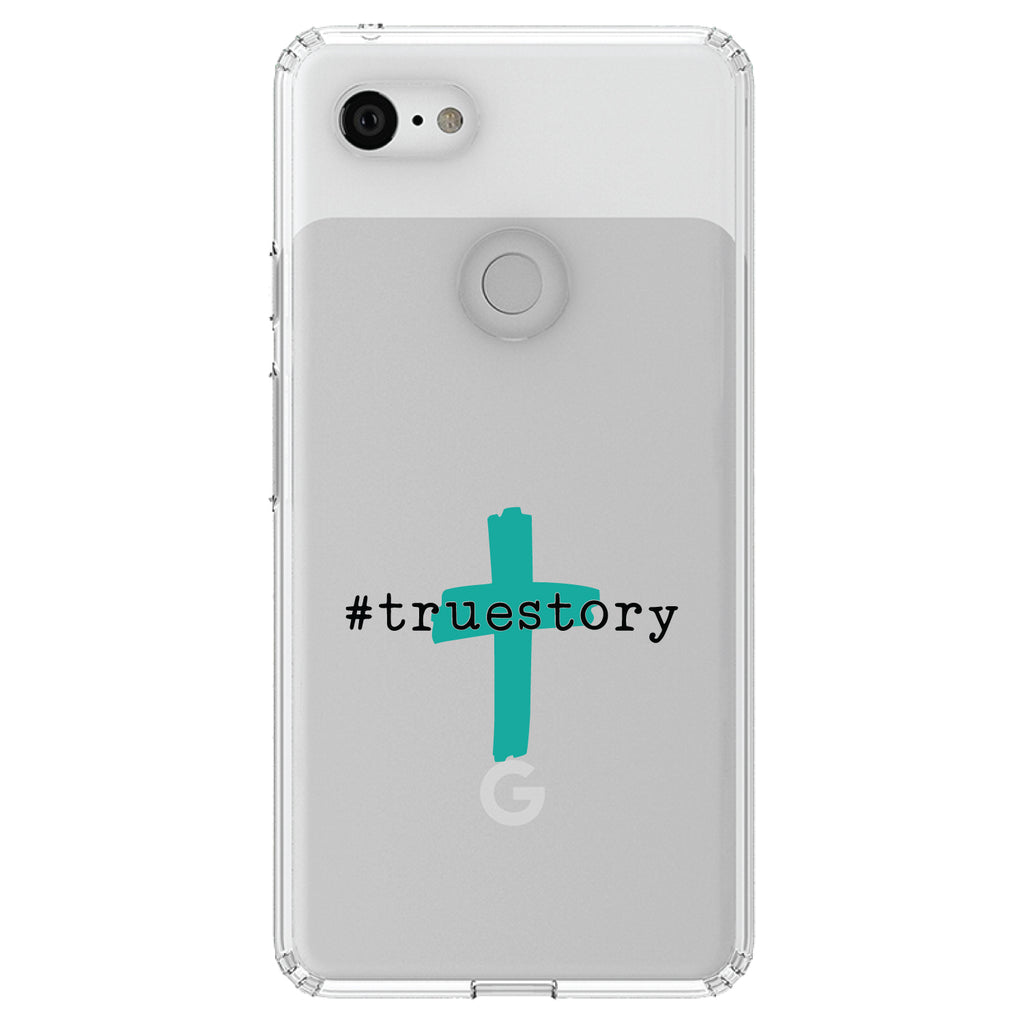 #truestory, Cross, Christian, Teal Clear Shockproof iPhone Case, view 21