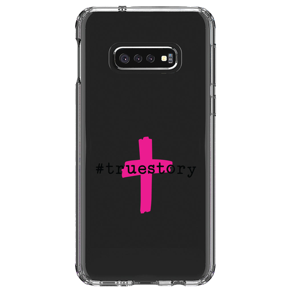 #truestory, Cross, Christian, Hot Pink Clear Shockproof iPhone Case, view 18