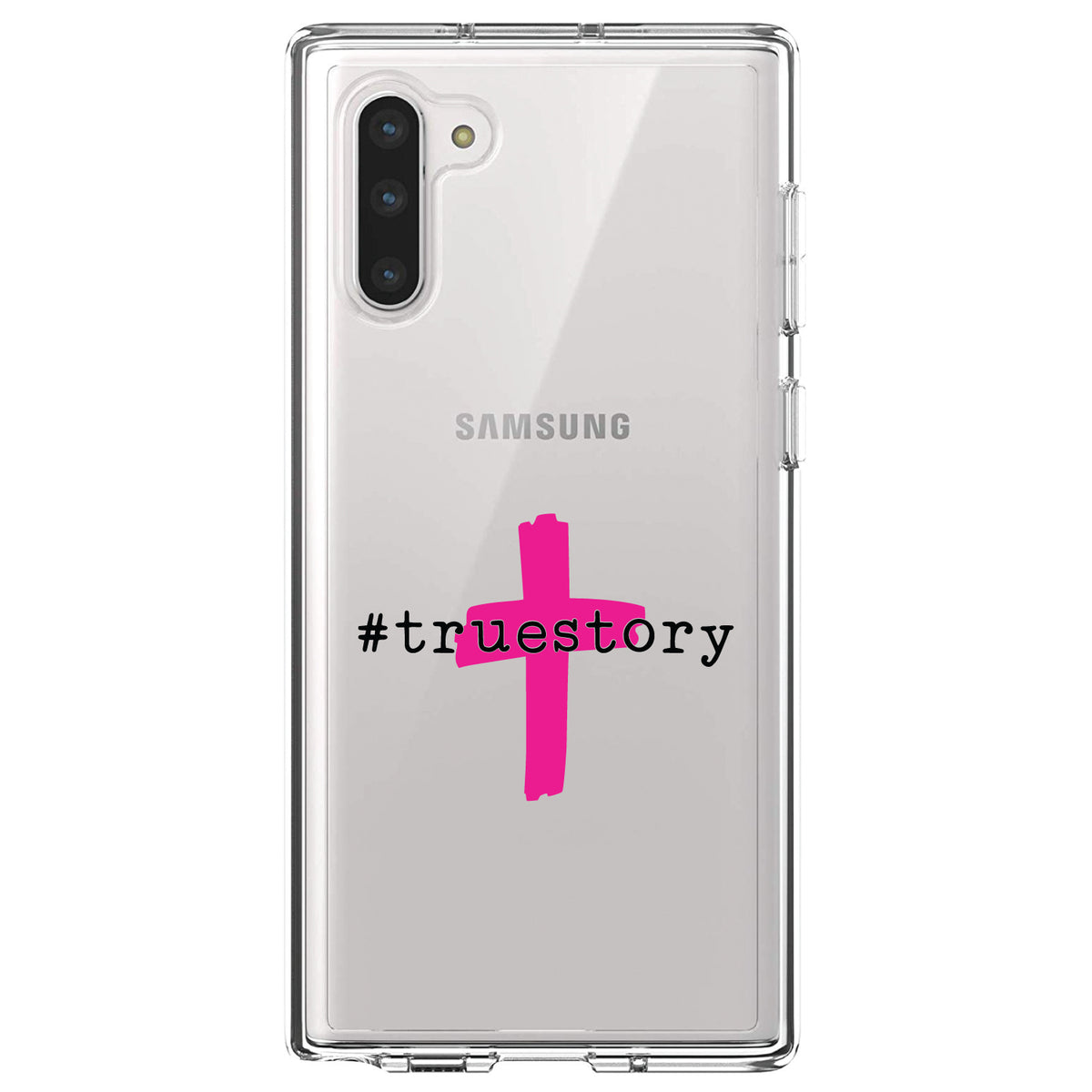 #truestory, Cross, Christian, Hot Pink Clear Shockproof iPhone Case, view 9