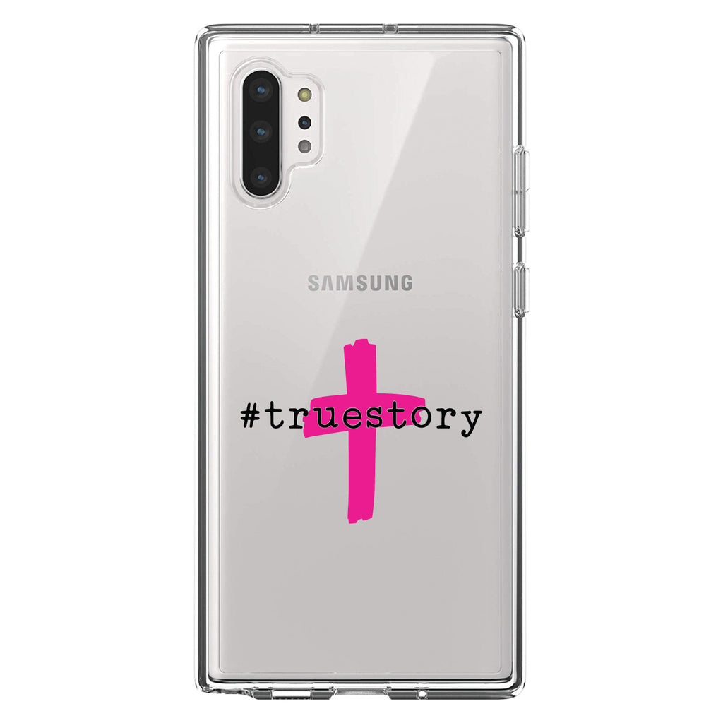 #truestory, Cross, Christian, Hot Pink Clear Shockproof iPhone Case, view 10