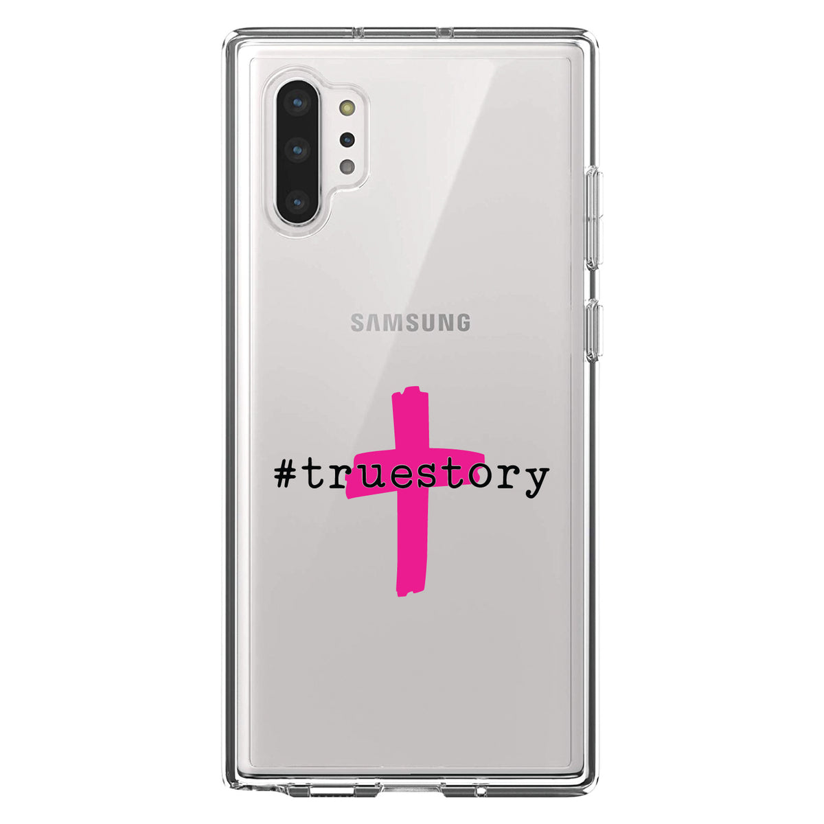#truestory, Cross, Christian, Hot Pink Clear Shockproof iPhone Case, view 10