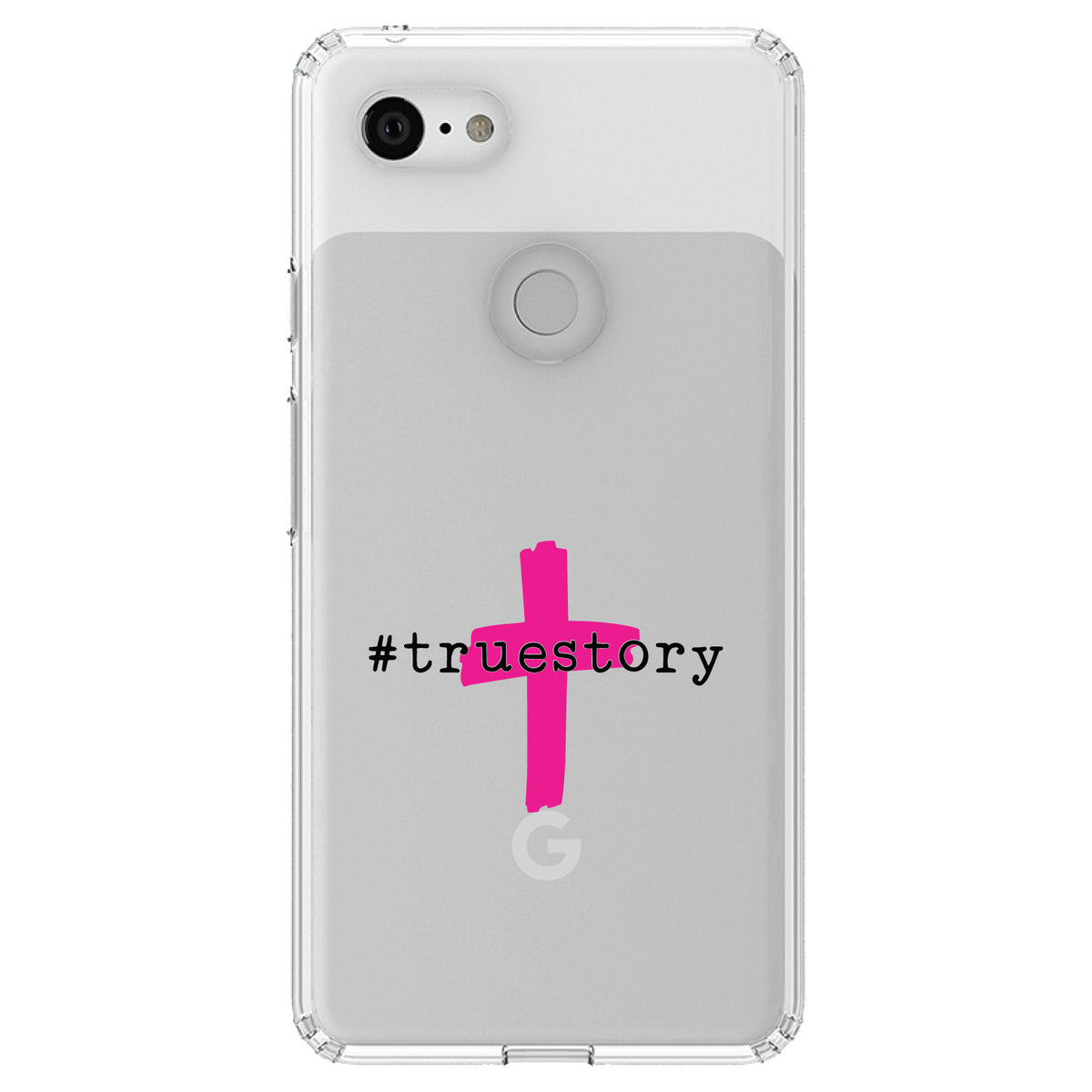 #truestory, Cross, Christian, Hot Pink Clear Shockproof iPhone Case, view 22