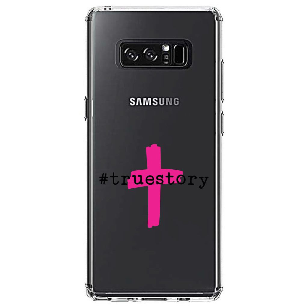 #truestory, Cross, Christian, Hot Pink Clear Shockproof iPhone Case, view 12